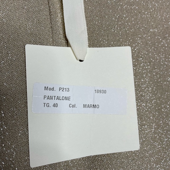 ..,merci italia | NWT Split Hem Pull on Trousers Metallic Lurex Beige IT40/US4 - Picture 6 of 9